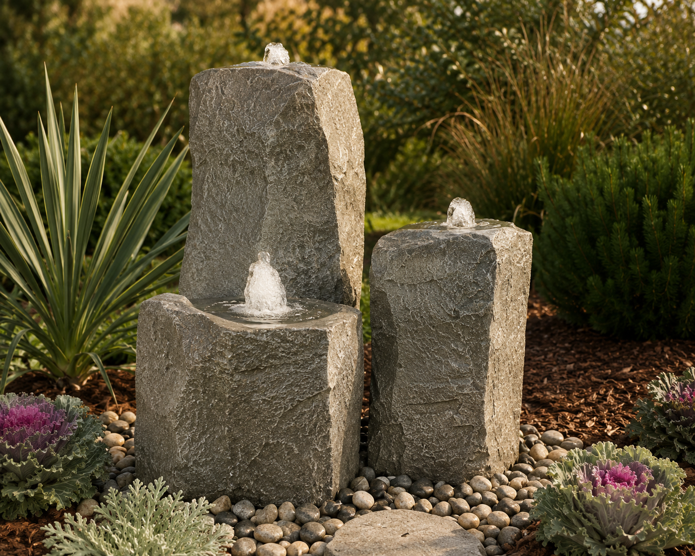 Cascadewell Triple-Column Rock Fountain