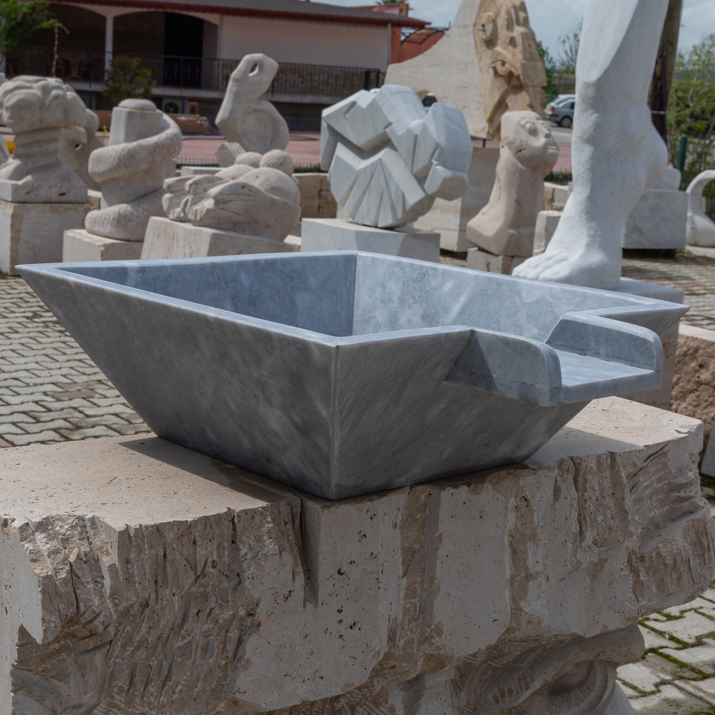 Bluestone Marble Natural Stone Pool Square Poolwok with Lip