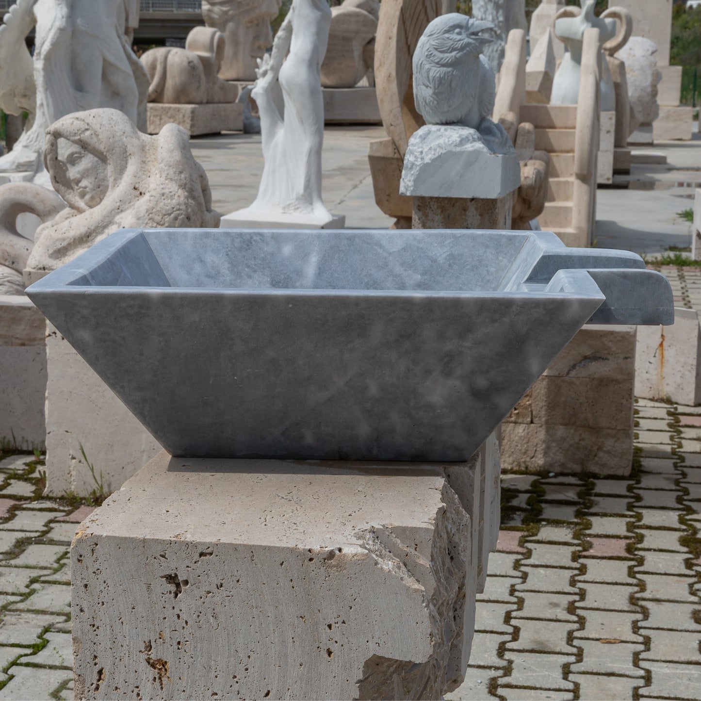 Bluestone Marble Natural Stone Pool Square Poolwok with Lip